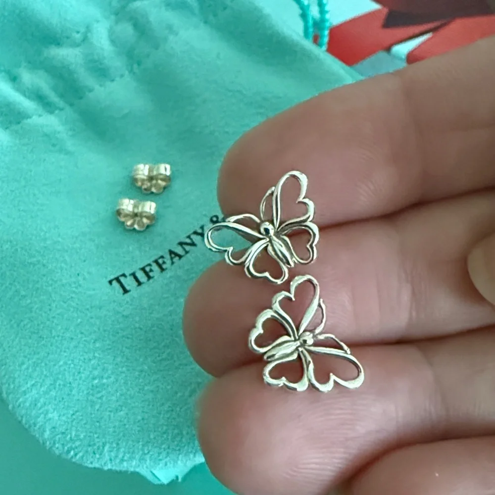 🦋Tiffany & Co. Vintage Openwork Butterfly Stud  Earrings - RARE & RETIRED